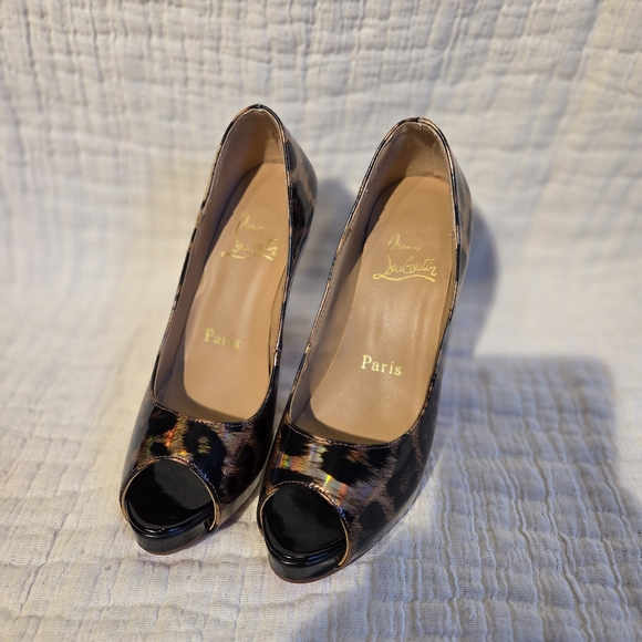 Christian Louboutin Pumps Leopard Print Peep Toe Heels - Picture 2 of 12